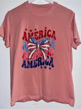 Women’s ‘America' Graphic T-Shirt with Flag Bow